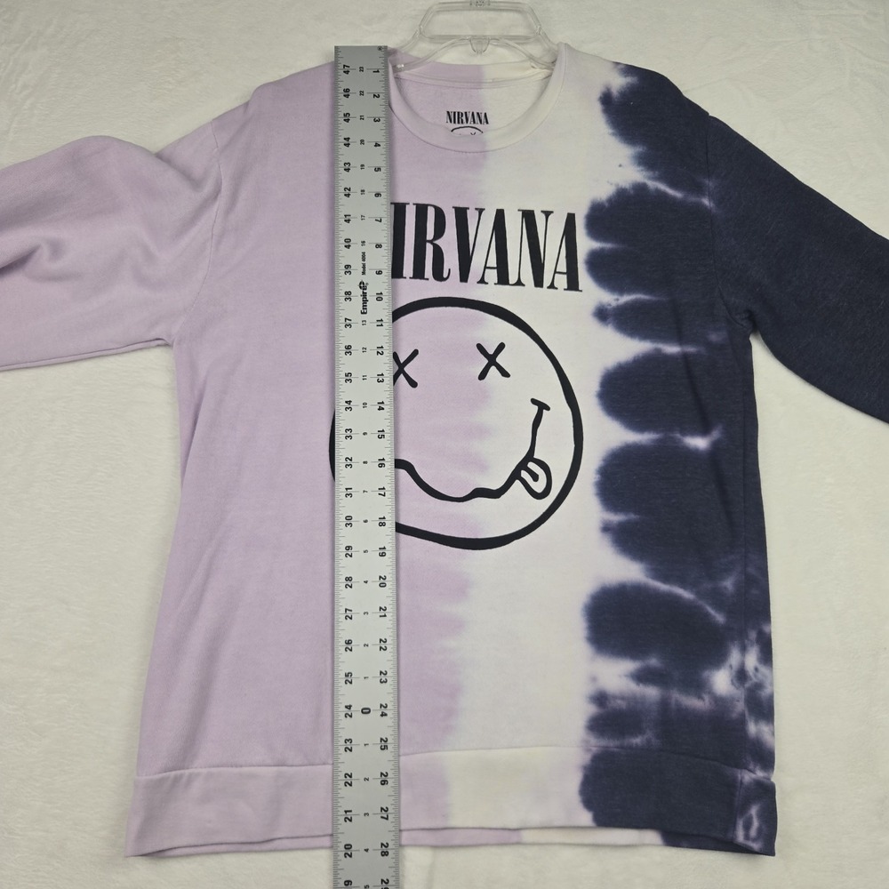 NWOT‎ Nirvana Womens Purple White Tie Dye Sweatshirt Size Large Smiley Face 90s - Picture 7 of 8